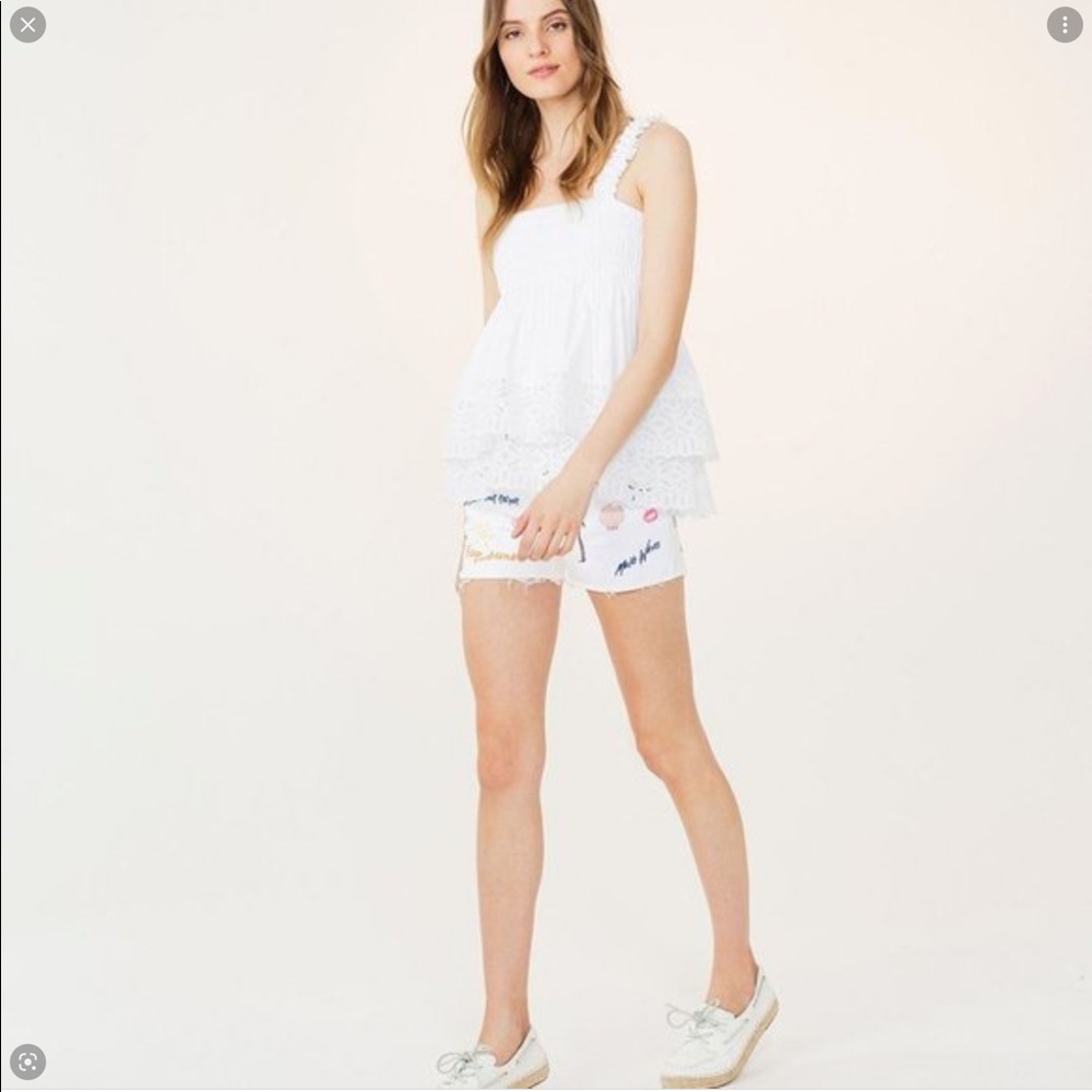 COPY - RARE!!! NWT Tory Burch embroidered Sundeck, Sun Deck cut off shorts 29